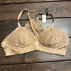 Aerie Wireless Push-up Bra Lace Beige Nude Size 38C